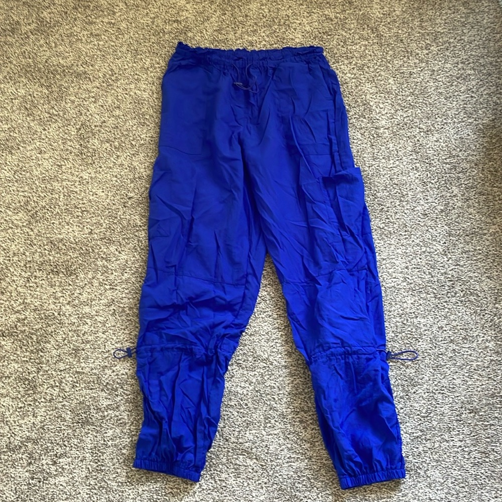 Blue parachute pants